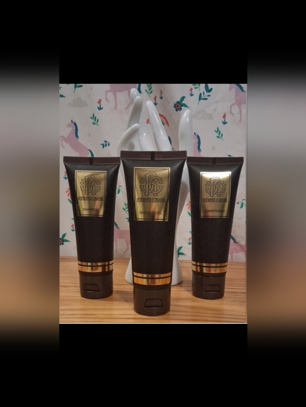 NIB Roberto Cavalli & La Bottega Exclusive White Zebra Bath Shower Trio Set 75ml